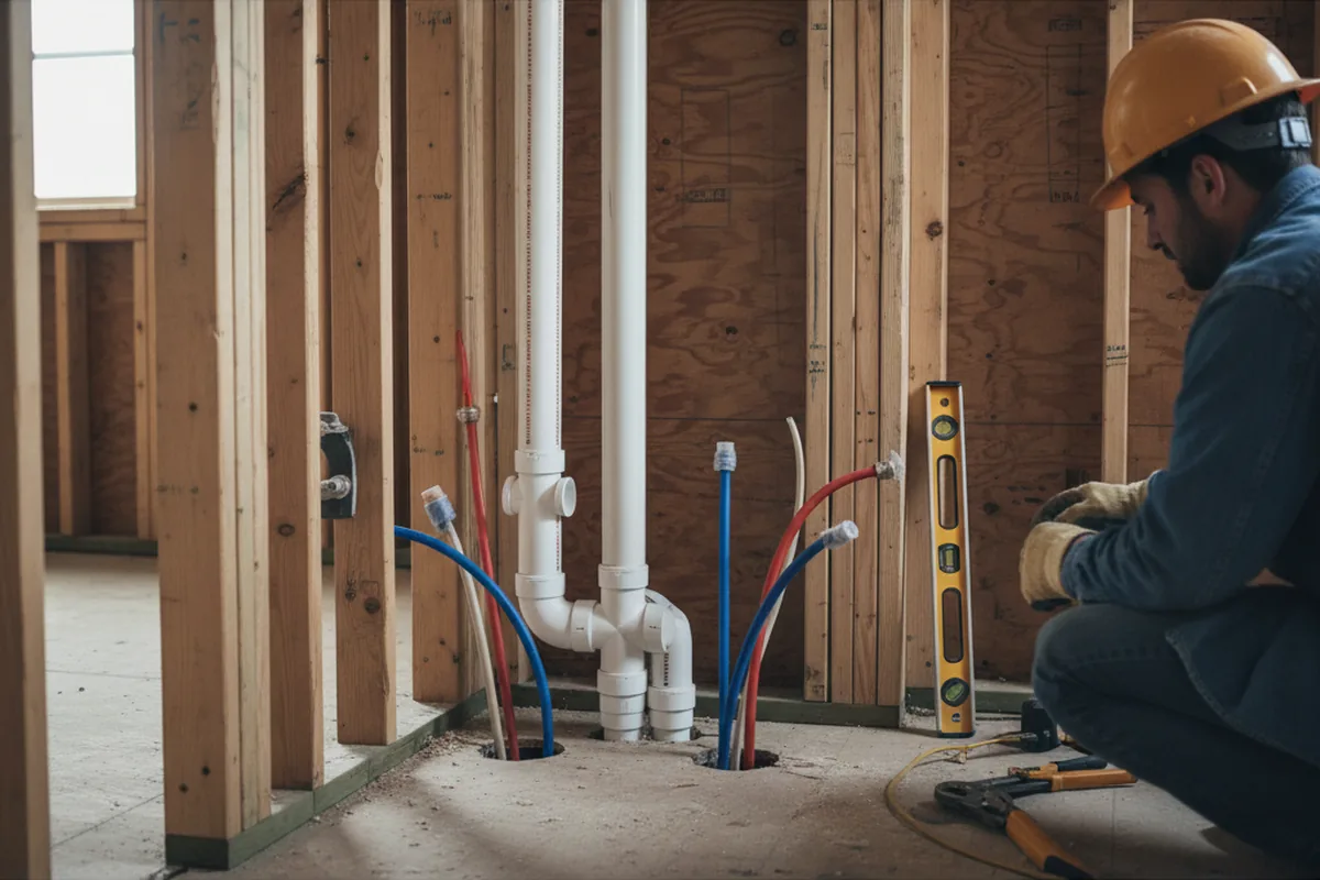 Drain and supply rough-in during Sump Pump Repair in Havre De Grace