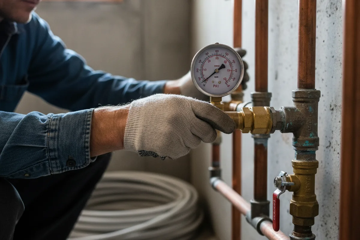 Pressure testing a repaired line during Water Line Repair in Havre De Grace